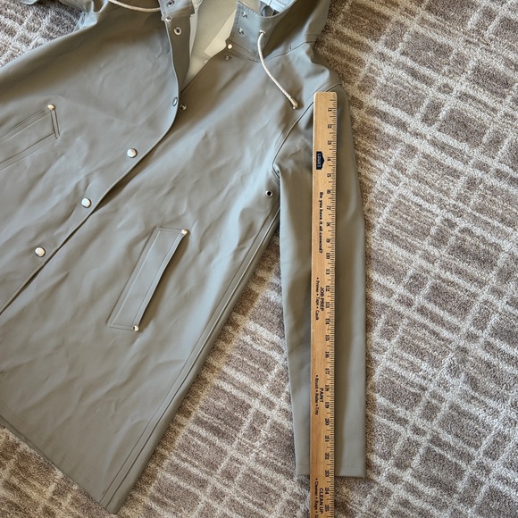 Stutterheim Mosebacke A-line raincoat light sand XXXS gray beige tan jacket - Picture 7 of 11